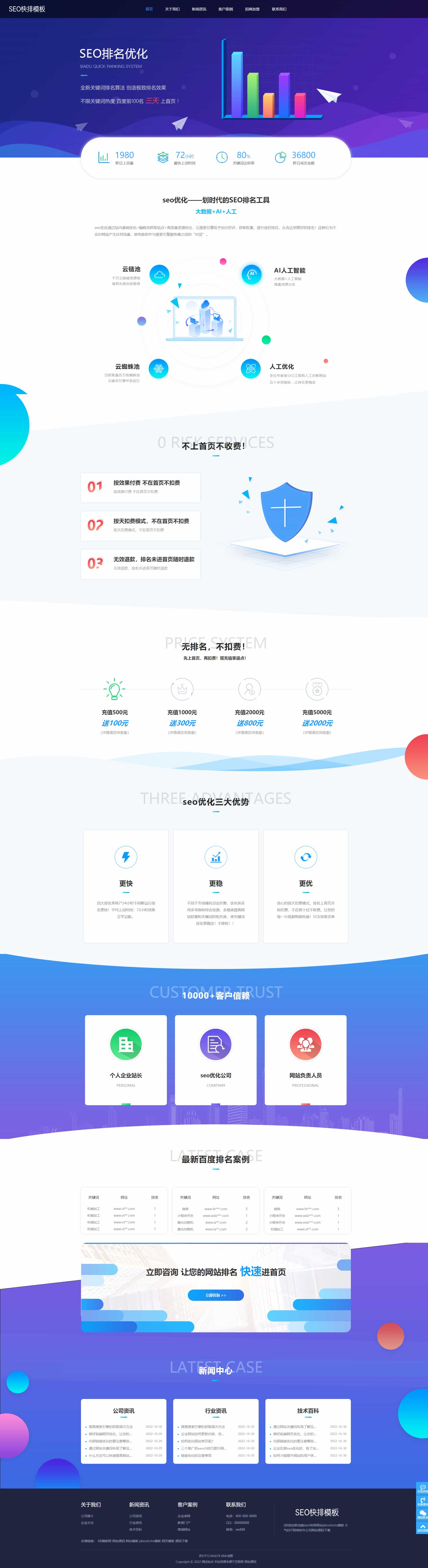 响应式大气IT网络软件公司seo快排类pbootcms模板整站带数据