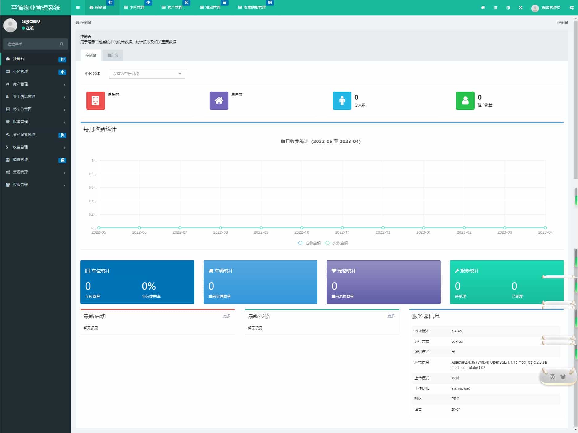 PHP新版多小区物业管理系统支持手机端thinkphp5源码