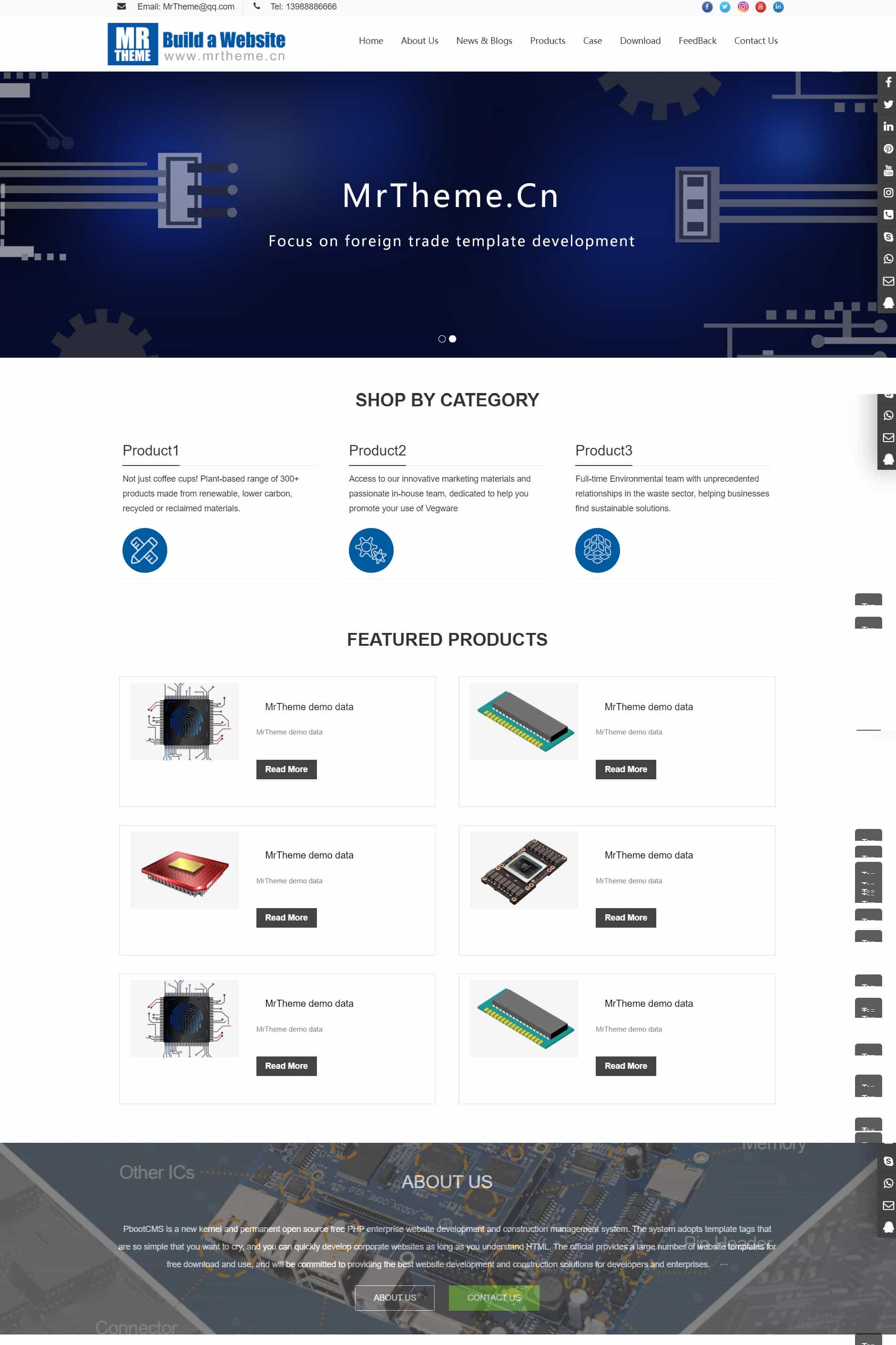 p470(自适应手机端)纯英文电子元件pbootcms网站模板，科技五金类网站源码下载 - 宋马