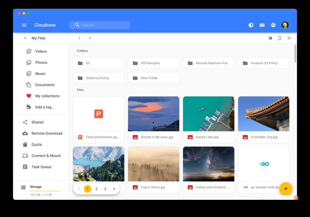 Cloudreve个人网盘系统源码 支持云存储（七牛、阿里云OSS、腾讯云COS、又拍云、OneDrive） 基于Go框架 - 宋马
