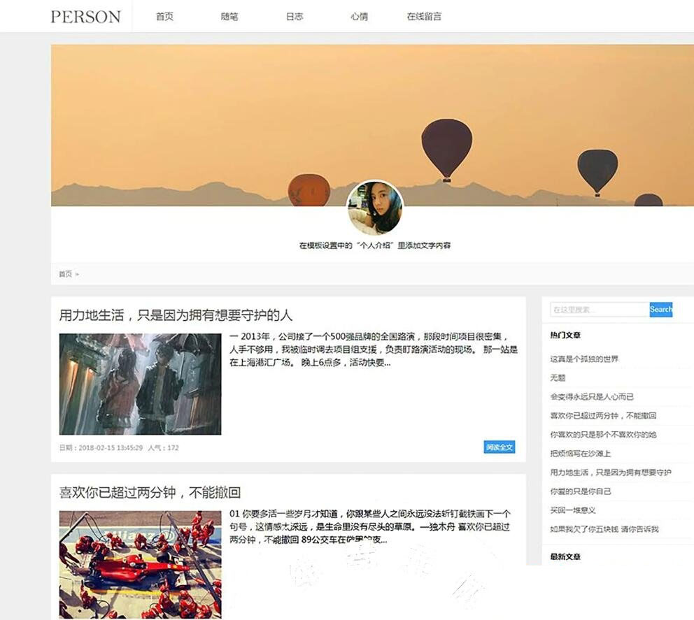 织梦dedecms简洁PERSON个人博客新闻资讯网站模板(带手机移动端) - 宋马