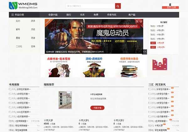 WMCMS V1.1.2专业版小说网站系统源码