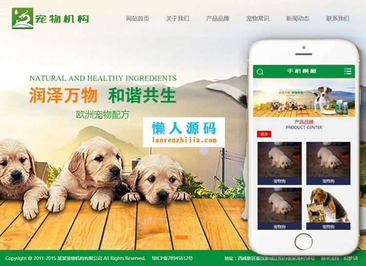 织梦dedecms绿色宠物机构网站模板(带手机移动端) - 宋马