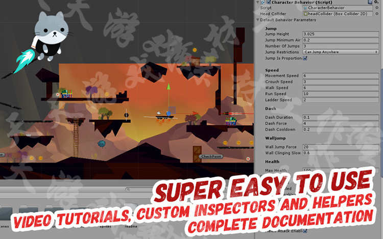 Unity3D横版2D 2.5D冒险过关游戏模板源码完整项目 U3D素材资源