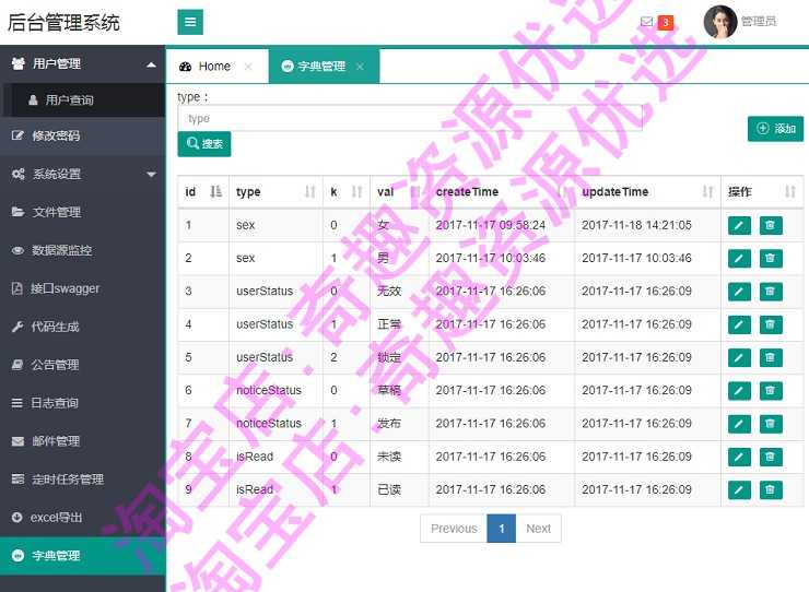 java源码web项目springBoot后台管理系统快速开发 权限 代码生成