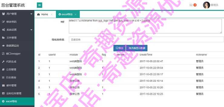 java源码web项目springBoot后台管理系统快速开发 权限 代码生成