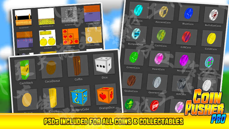 Unity3D推金币小游戏完整项目 开发模板源码金币模型 U3D素材资源