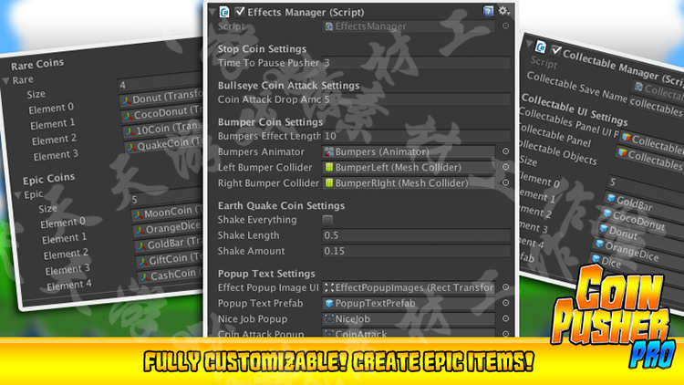 Unity3D推金币小游戏完整项目 开发模板源码金币模型 U3D素材资源