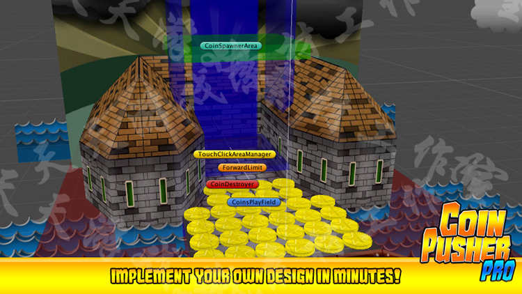 Unity3D推金币小游戏完整项目 开发模板源码金币模型 U3D素材资源