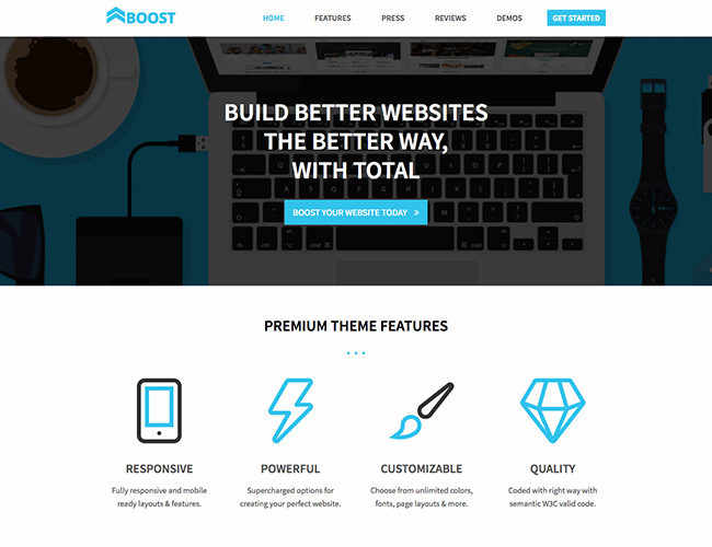 wordpress 原版Total - 简洁多功能商城主题源码模板