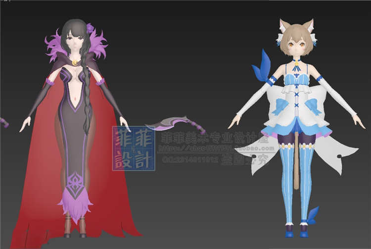 二次元卡通渲染全套角色人物3D模型 shader源码 萌妹子帅哥 3dmax