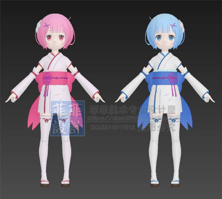 二次元卡通渲染全套角色人物3D模型 shader源码 萌妹子帅哥 3dmax