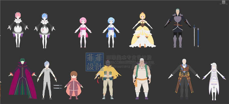 二次元卡通渲染全套角色人物3D模型 shader源码 萌妹子帅哥 3dmax