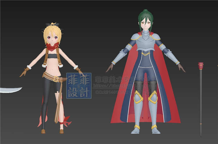 二次元卡通渲染全套角色人物3D模型 shader源码 萌妹子帅哥 3dmax