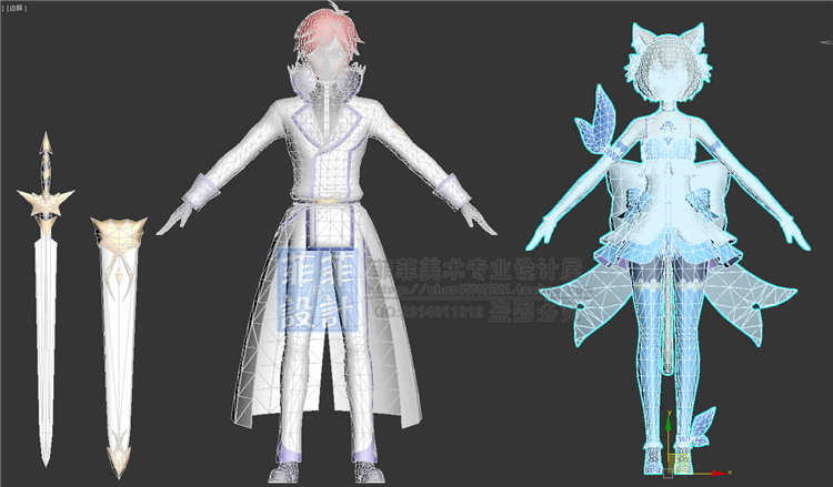 二次元卡通渲染全套角色人物3D模型 shader源码 萌妹子帅哥 3dmax