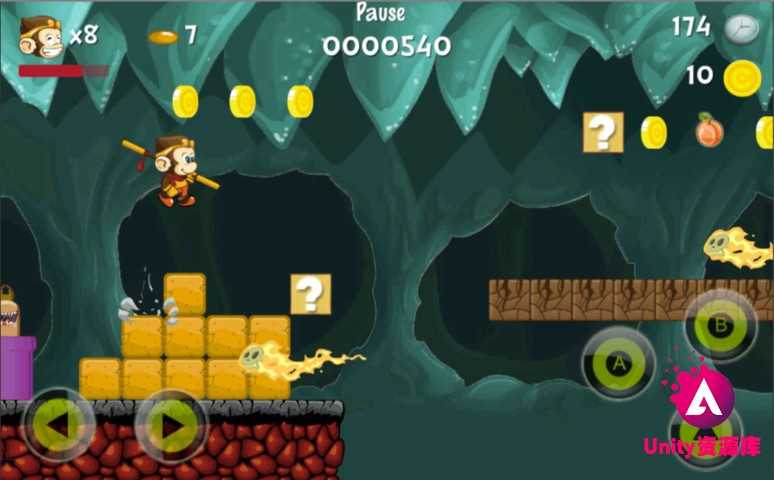 unity3d素材 悟空西游游戏源码 2D横版 类似超级玛丽