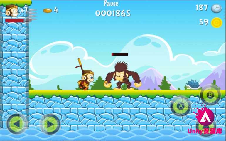 unity3d素材 悟空西游游戏源码 2D横版 类似超级玛丽