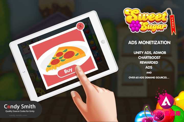 unity3d Match 3 Sweet Sugar 1.4 消消乐益智卡通小游戏源码