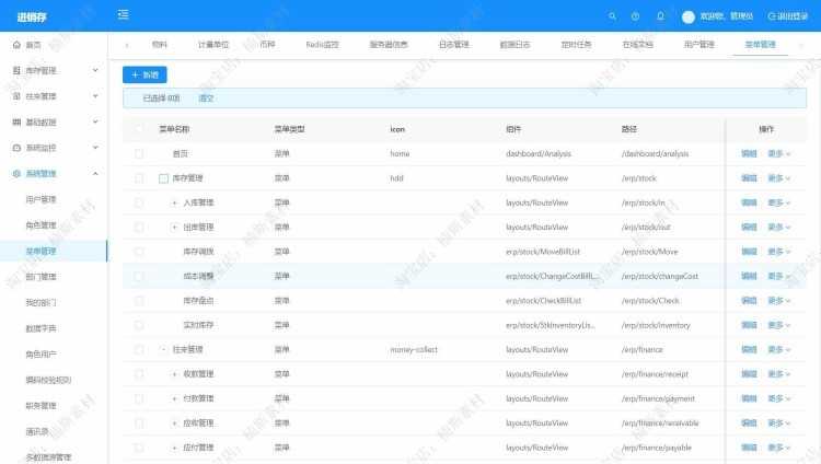进销存erp仓库管理系统源码vue源码springboot前后分离项目mvvm