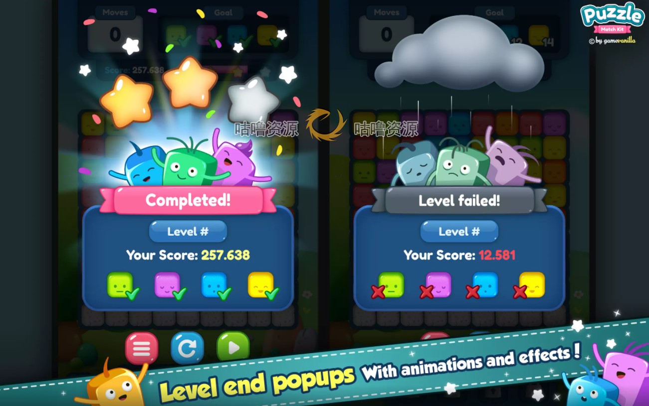 Unity Puzzle Match Kit 1.6.0 消消乐三消休闲游戏项目源码U3D