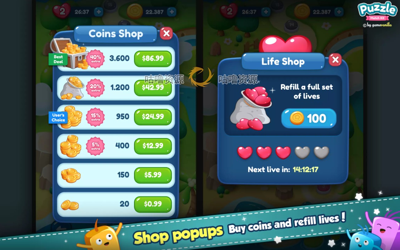 Unity Puzzle Match Kit 1.6.0 消消乐三消休闲游戏项目源码U3D