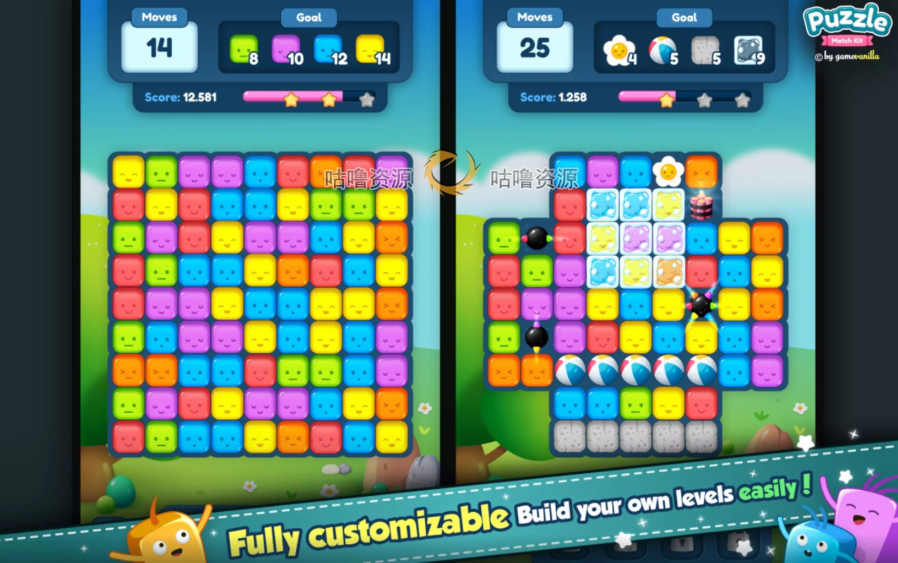 Unity Puzzle Match Kit 1.6.0 消消乐三消休闲游戏项目源码U3D