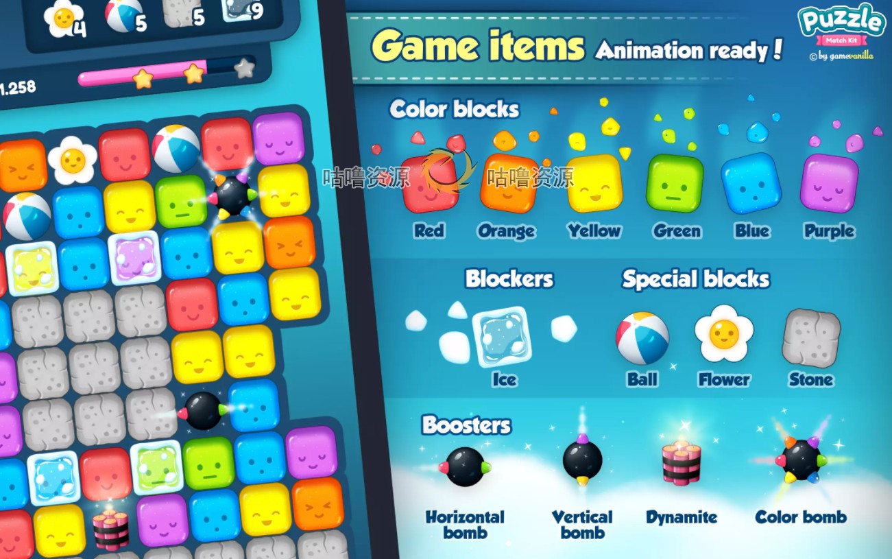 Unity Puzzle Match Kit 1.6.0 消消乐三消休闲游戏项目源码U3D