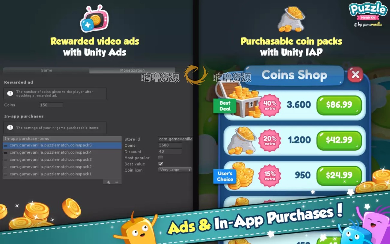 Unity Puzzle Match Kit 1.6.0 消消乐三消休闲游戏项目源码U3D