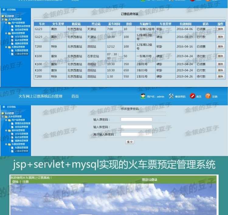 javaweb servlet火车票预定系统源码 车票订购系统订票系统源代码
