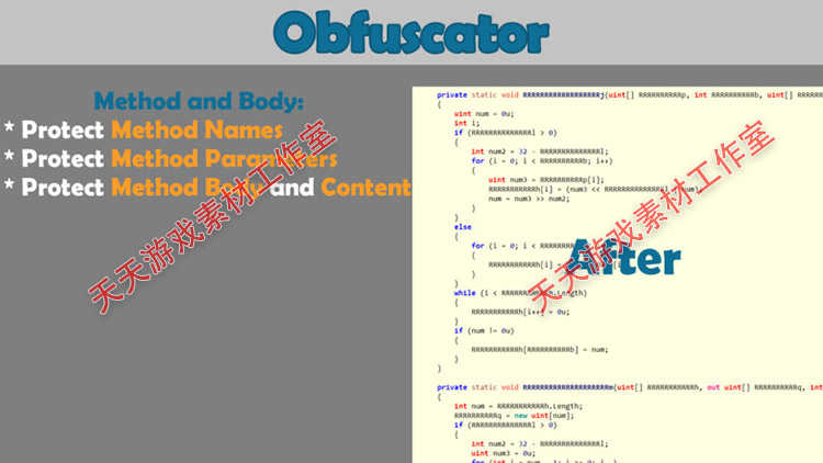 Unity3D资源Obfuscator Pro 4.0.5+4.0.6 游戏代码源码混淆加密安全插件