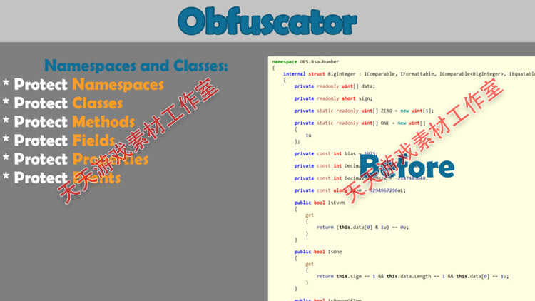 Unity3D资源Obfuscator Pro 4.0.5+4.0.6 游戏代码源码混淆加密安全插件