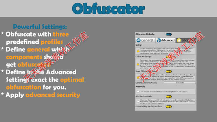 Unity3D资源Obfuscator Pro 4.0.5+4.0.6 游戏代码源码混淆加密安全插件