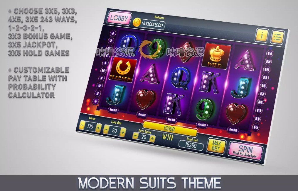 Unity3D 休闲老虎机游戏项目源码 MK Modern Casino Bundle 1.2