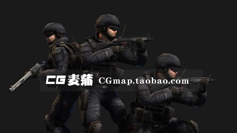 射击CS类对战争人物模型绑定动作素材 unity3D角色模型资源低模