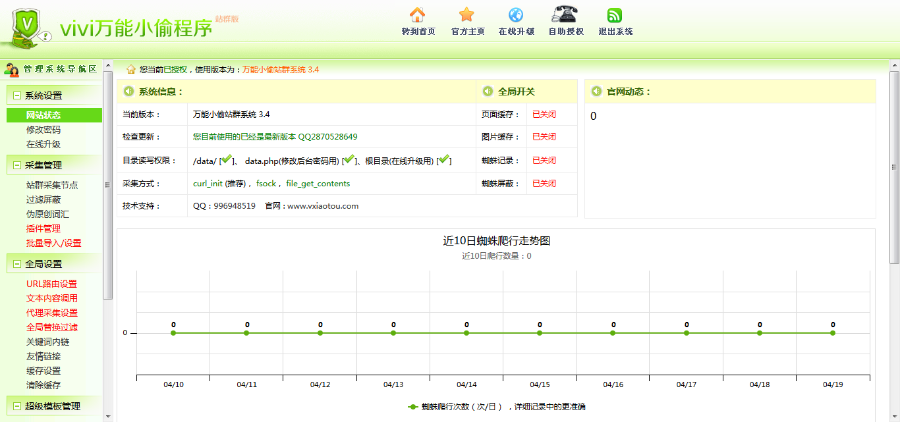 vivi小偷3.4站群破解版 功能和官网一样 任意复制使用