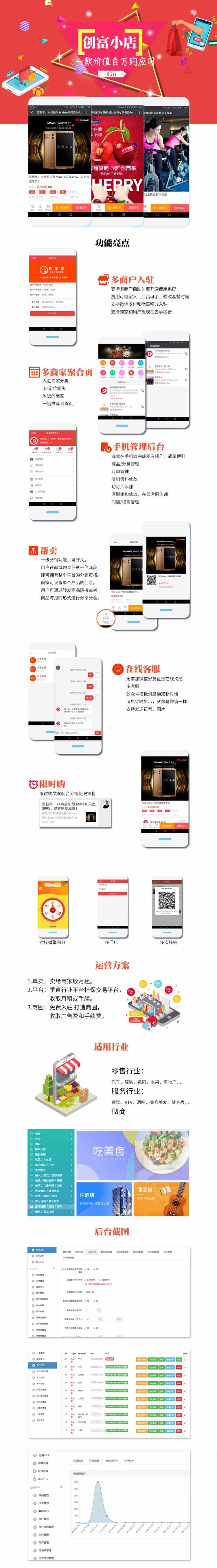创富小店13.0支持多商户入驻，支持微信支付和积分入驻,手机端商家登录可以管理