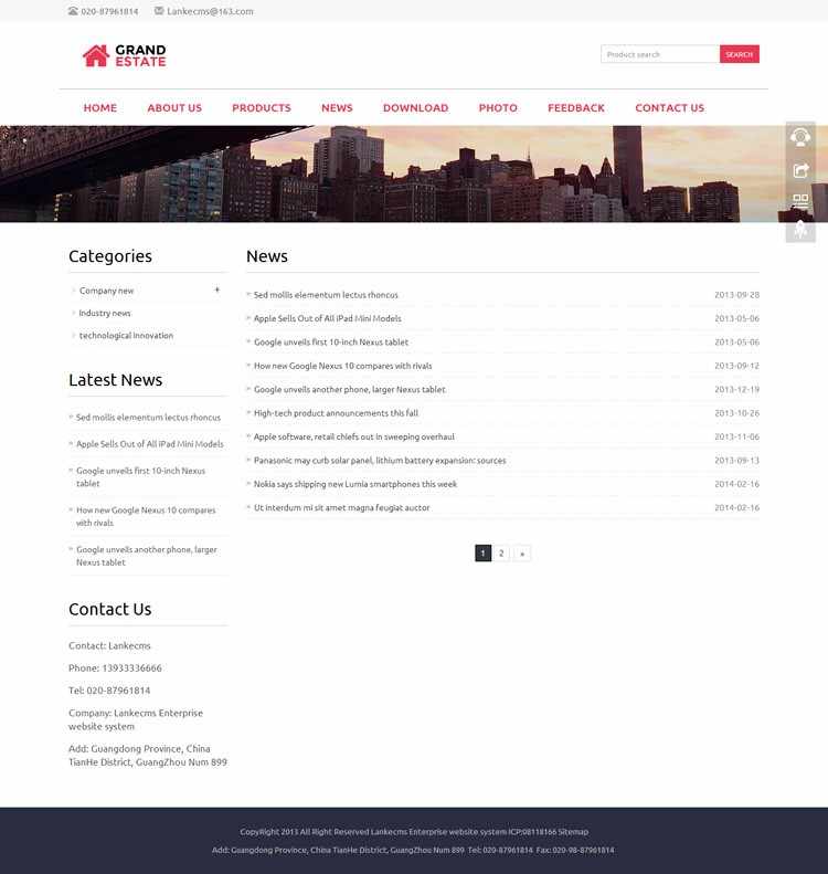外贸网站源码 响应式英文模板html5手机自适应带后台简洁家具红色