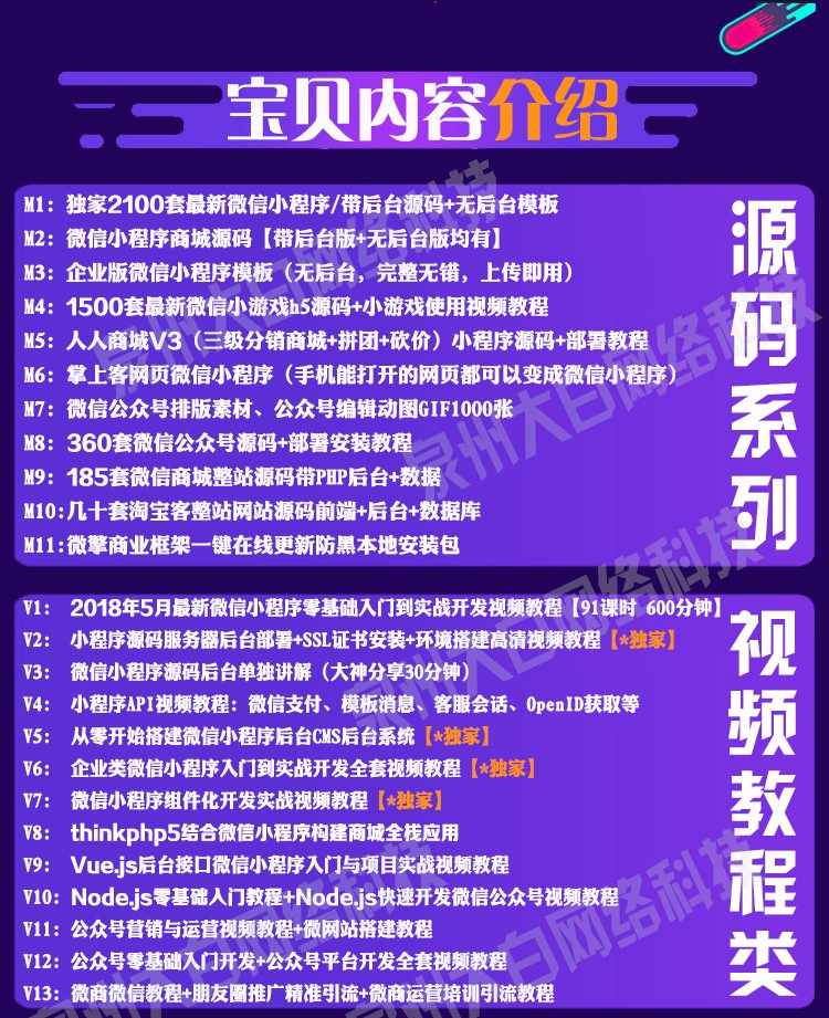 4000套微信小程序源码+视频教程打包下载 - 宋马