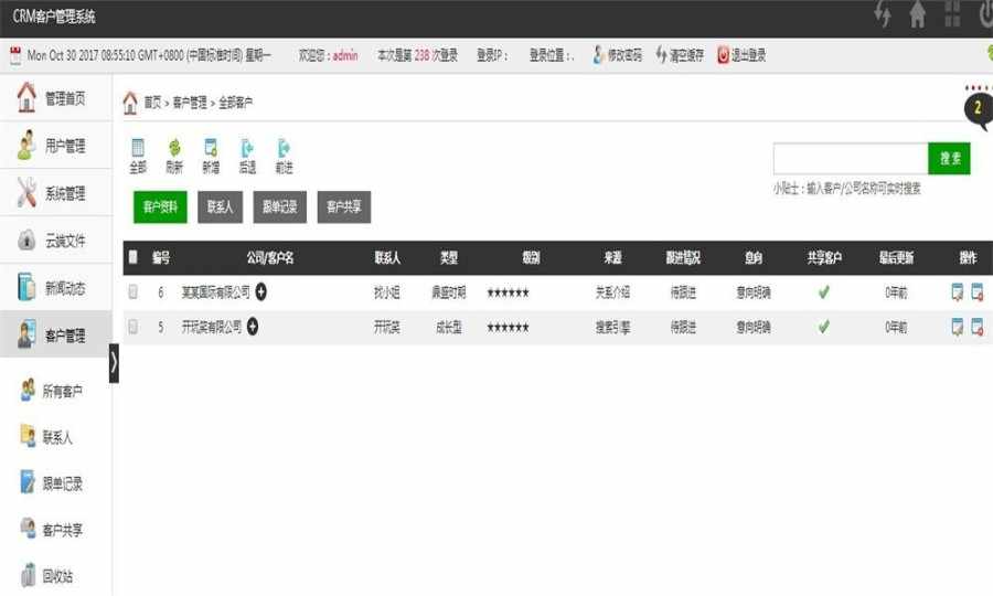 thinkphp客户关系CRM管理系统源码