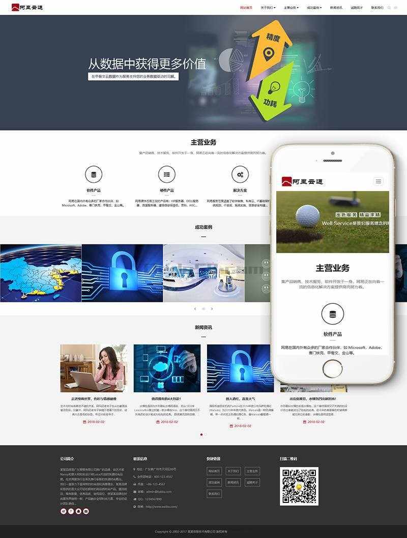 自适应信息技术类整站源码带手机版自适应