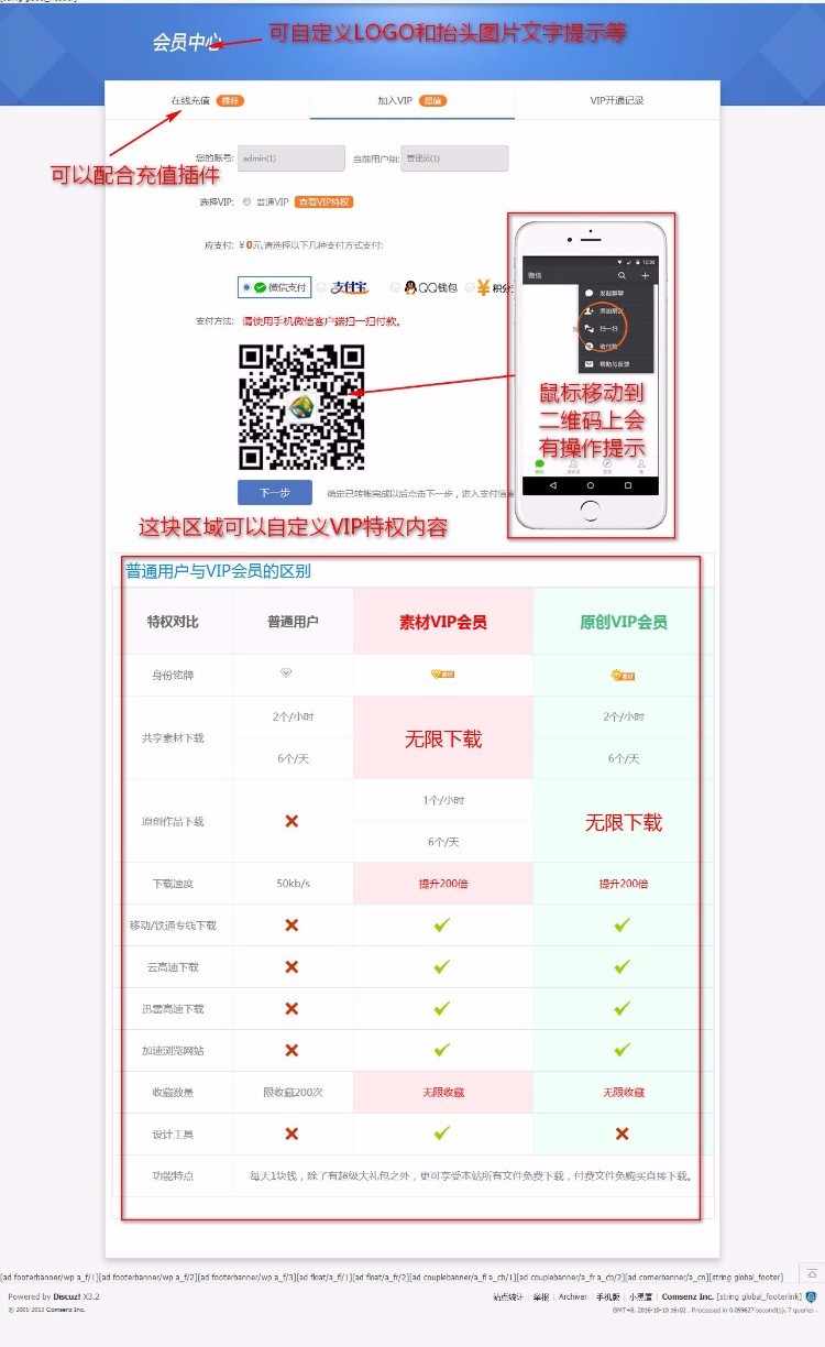 最新个人免签约VIP购买 v2.3 商业版discuz插件 支持积分支付+微信支付+支付宝支付