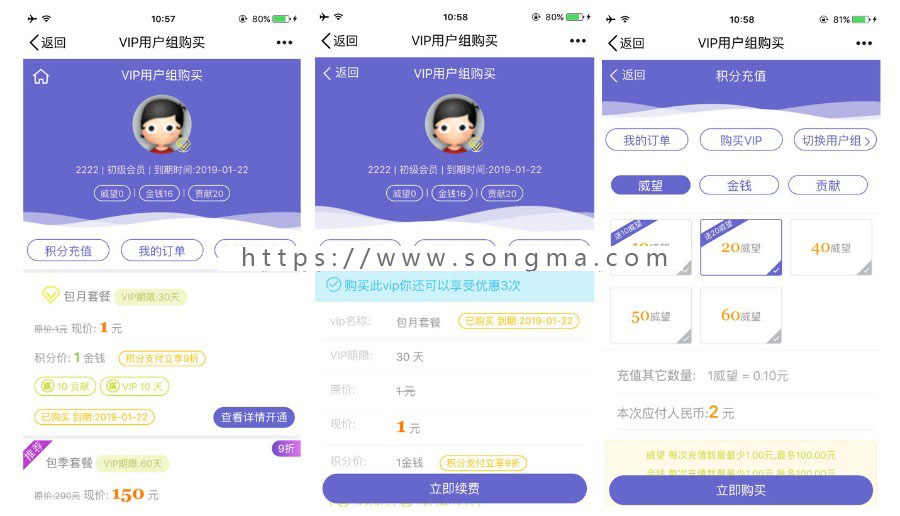 Discuz!插件 会员用户组购买高级版V1.6 VIP开通+积分充值插件