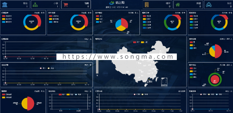 物业管理系统/小区管理系统/多物业/多小区/多城市/小程序+H5+公众号/住户管理+
