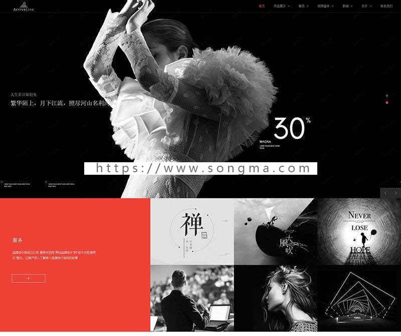 高端广告艺术设计品牌包装类织梦模板带移动端网站源码带后端 - 宋马