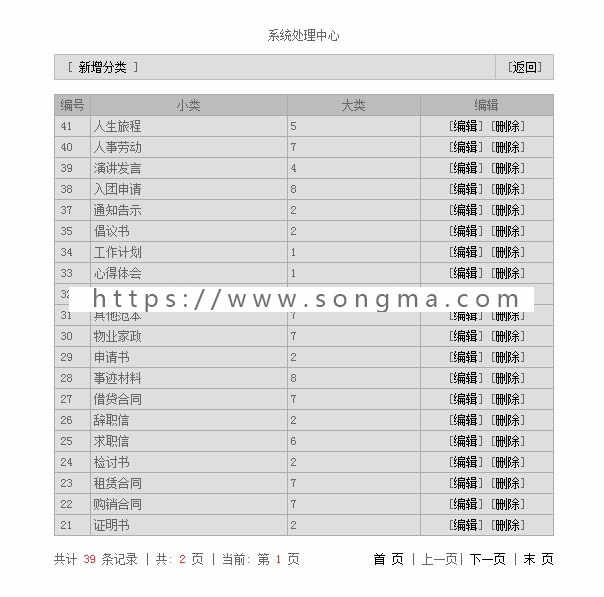 规整简洁 办公写作参考范文文章管理系统网站源码XYM548 ASP+ACC