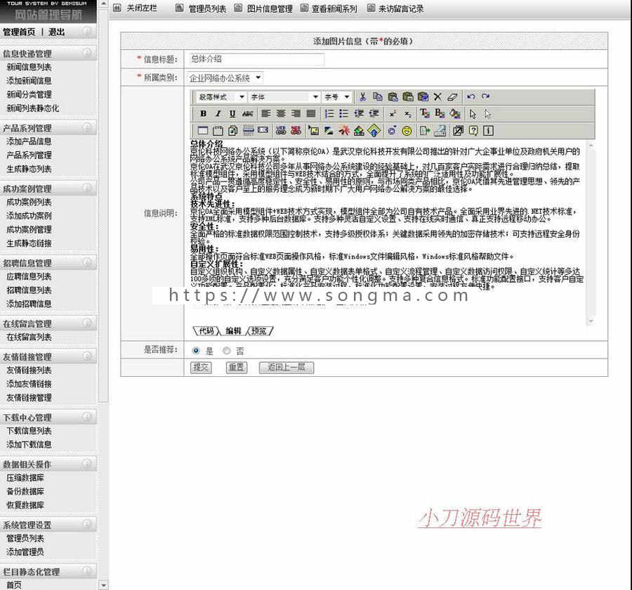 可生成静态 软件公司软件开发企业建站系统网站源码XYM480 ASP+AC