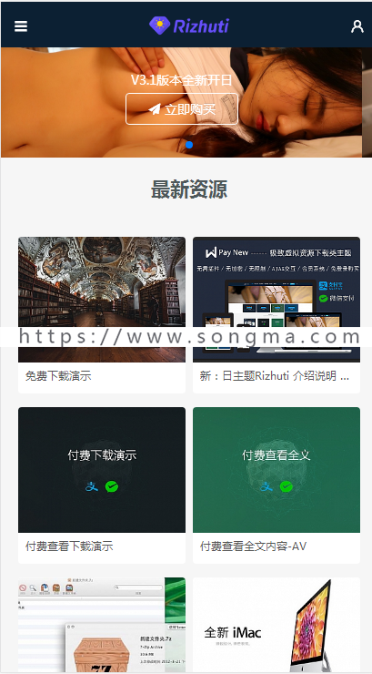 Wordpress主题,日主题Rizhuti2.1虚拟资源下载类主题无授权