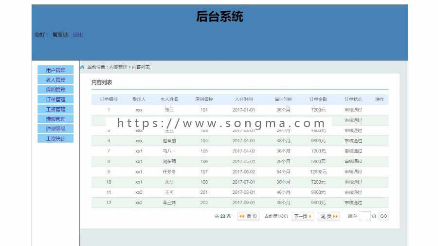 java ssm养老院管理系统源码护理人员管理系统源码