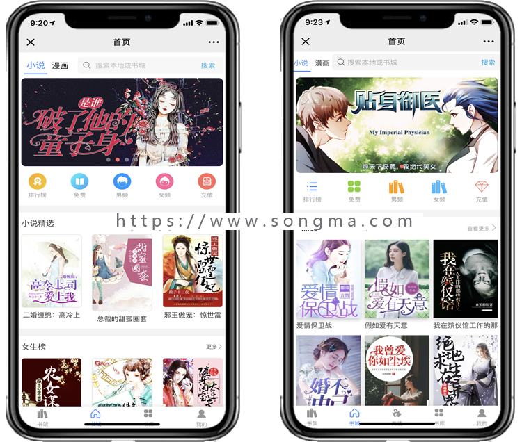 微信公众号小说 漫画 听书 视频一体化系统程序 支持对接微信公众号 小程序 手机网页H5 APP