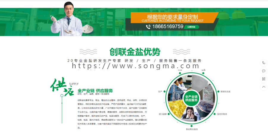 硫酸钠化学用品类网站织梦模板（带手机端）经优化，有案例！